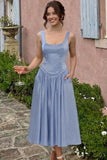 A-Line/Two Piece Ankle Length Soft Satin Bridesmaid Dress CG0315BM