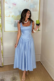 A-Line/Two Piece Ankle Length Soft Satin Bridesmaid Dress CG0315BM