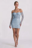 Sheath-Column Mini Lace Little White Dresses CG0322CW