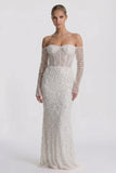 Trumpet-Mermaid Maxi Lace Little White Dress CG0323CW