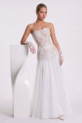 A-Line Maxi Lace Little White Dresses CG0326CW