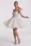 A-Line Mini Lace Wedding Guest Dress CG0327