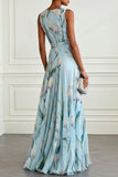 A-Line Maxi Printed Chiffon Wedding Guest Dress CG0330