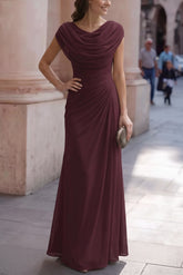 Sheath-Column Maxi Chiffon Wedding Guest Dress CG0334