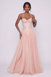 A-Line Floor-length Chiffon Lace Bridesmaid Dress CG0337BM