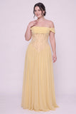 A-Line Floor-length Chiffon Lace Wedding Guest Dress CG0338