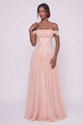 A-Line Floor-length Chiffon Lace Bridesmaid Dress CG0338BM