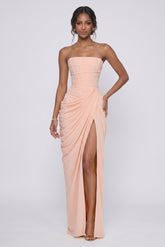 Sheath-Column Maxi Stretch Chiffon Bridesmaid Dress CG0339BM