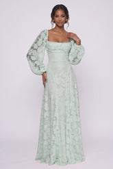 A-Line Maxi Chiffon Burnout Bridesmaid Dress CG0340BM