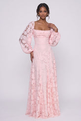 A-Line Maxi Chiffon Burnout Wedding Guest Dress CG0340