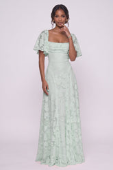 A-Line Maxi Chiffon Burnout Bridesmaid Dress CG0342BM