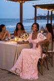 A-Line Maxi Chiffon Burnout Bridesmaid Dress CG0342BM