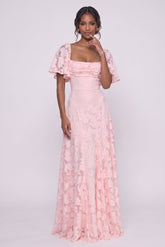 A-Line Maxi Chiffon Burnout Wedding Guest Dress CG0342