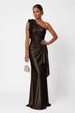 Sheath-Column Floor Length Stretch Satin Wedding Guest Dress CG0348