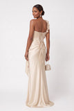 Sheath-Column Floor Length Stretch Satin Wedding Guest Dress CG0348