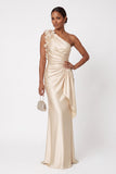 Sheath-Column Floor Length Stretch Satin Wedding Guest Dress CG0348