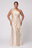 Sheath-Column Floor Length Stretch Satin Wedding Guest Dress CG0348