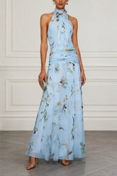 A-Line Maxi Printed Chiffon Wedding Guest Dress CG0357