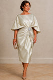 Sheath -Column Tea Length Satin Wedding Guest Dress CG0363