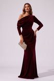 Trumpet-Mermaid Floor Length Velvet Wedding Guest Dress CG0365