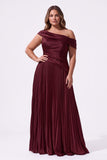 A-Line Floor Length Chiffon Acetate Satin Wedding Guest Dress CG0366