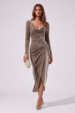 Sheath-Column Tea Length Velvet Wedding Guest Dress CG0369