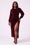 Sheath-Column Tea Length Velvet Wedding Guest Dress CG0370