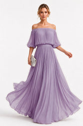 A-Line Floor Length Chiffon Wedding Guest Dress CG0373