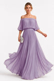 A-Line Floor Length Chiffon Wedding Guest Dress CG0373