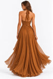 A-Line Floor Length Chiffon Wedding Guest Dress CG0374