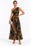 Sheath-Column Ankle Length Stretch Satin Printed Wedding Guest Dress CG0376