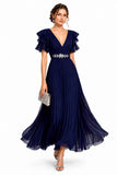 A-Line Ankle Length Chiffon Wedding Guest Dress CG0377