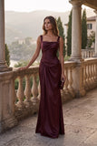 Trumpet-Mermaid Floor Length Stretch Satin Wedding Guest Dress CG0381