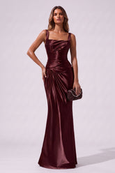 Trumpet-Mermaid Floor Length Stretch Satin Wedding Guest Dress CG0381