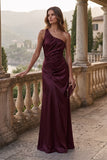 Sheath-Column Floor Length Stretch Satin Wedding Guest Dress CG0382