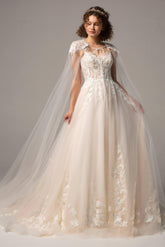 Tulle Wedding Wrap with Appliques Beading CJ0080 - COCOMELODY