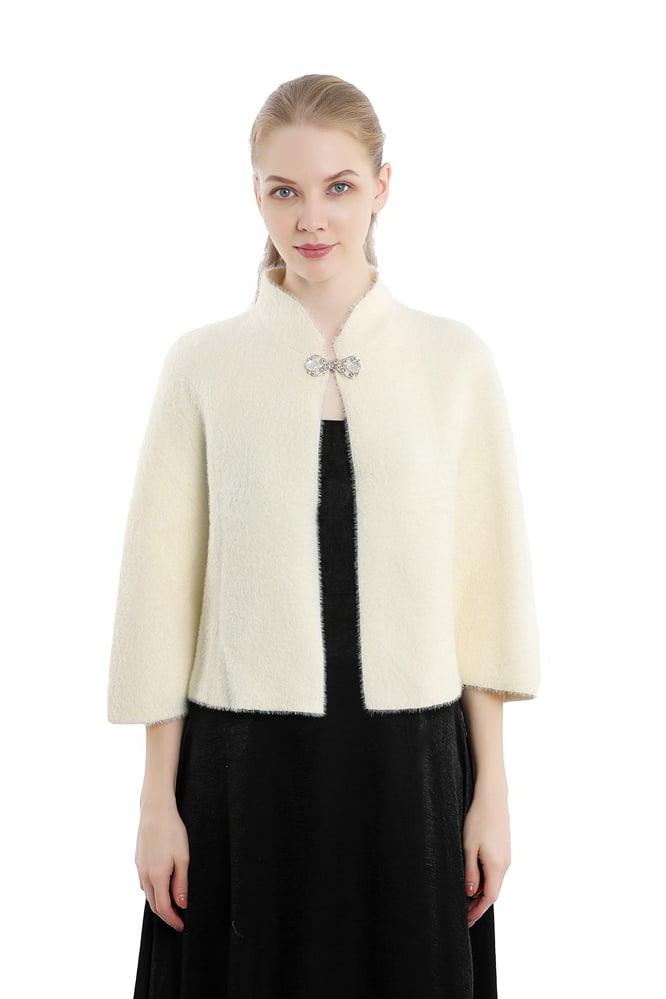 Faux Fur Shawl with Clasp CJ0121 - COCOMELODY