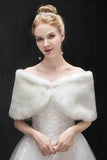 Faux Fur Shawl with Clasp CJ0126 - COCOMELODY
