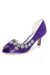 Low Heel Silk-Like Peep Toe Dress Shoes CK0061 - COCOMELODY
