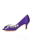 Low Heel Silk-Like Peep Toe Dress Shoes CK0061 - COCOMELODY