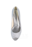 Low Heel Sparkling Peep Toe Bridal Shoes CK0069 - COCOMELODY