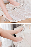 Chunky Heel 5cm Satin Heels Bridal Shoes CK0107 - COCOMELODY