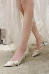 Stiletto Heel 8cm Tulle Heels Bridal Shoes CK0108 - COCOMELODY