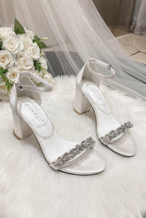 Chunky Heel 7.5cm Satin Heels Bridal Shoes CK0123 - COCOMELODY