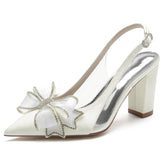 Chunky Heel 8.5cm Silk-Like Shoes CK0183 - COCOMELODY