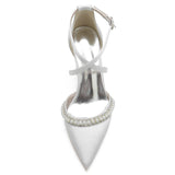 Chunky Heel 8.5cm Silk-Like Shoes CK0189 - COCOMELODY