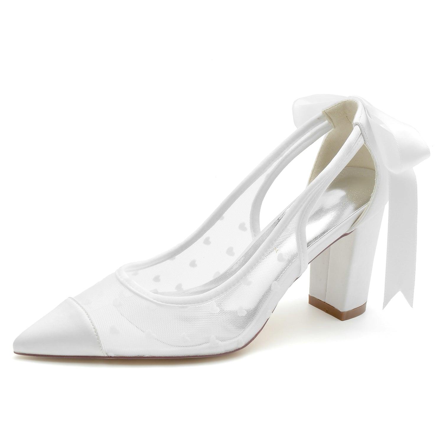 Chunky Heel 8.5cm Tulle Shoes CK0197 - COCOMELODY