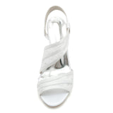 Chunky Heel 8.5cm Silk-Like Lace Shoes CK0294 - COCOMELODY