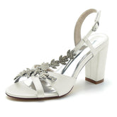 Chunky Heel 8.5cm Silk-Like Shoes CK0300 - COCOMELODY