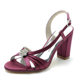 Chunky Heel 8.5cm Silk-Like Shoes CK0302 - COCOMELODY